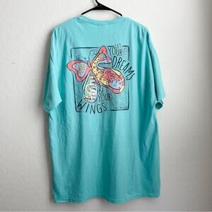 MG Palmer Butterfly Dreams Graphic Tee Blue Short Sleeve NWT